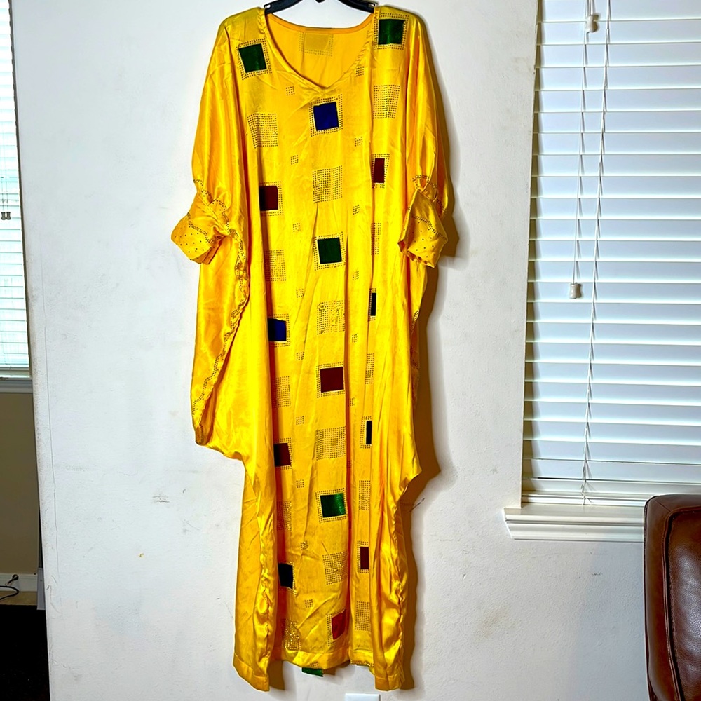 Multicolored Stoned silk dress